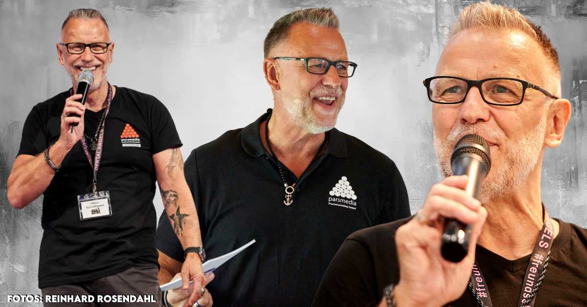 Klaus Schenkmann spricht auf einer Konferenz als Praxismarketing-Berater für Zahnarztpraxen.