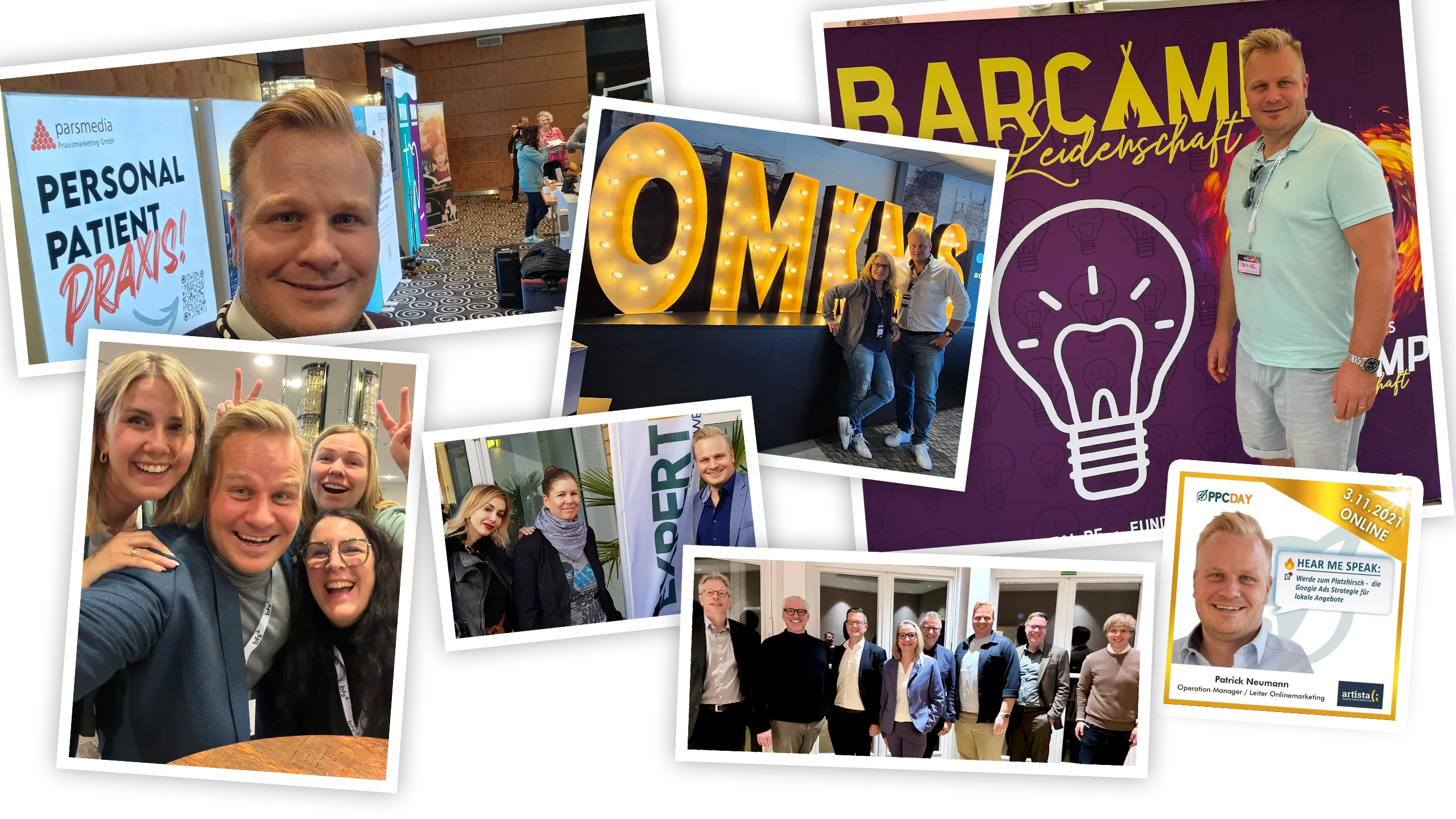 Patrick Neumann auf der Messe mit „BARC… Leidenschaft“-Banner und Gruppenfotos